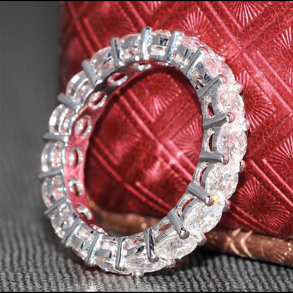 Sterling Silver Pave Setting CZ Eternity Band - Picture 2 of 7